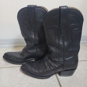 Tecovas Ostrich Cowboy Boots Black Size 7.5 B